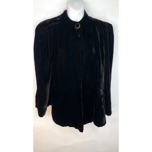 Vintage Bullocks Los Angles Womens Evening Jacket Black Velvet Waist Length  M